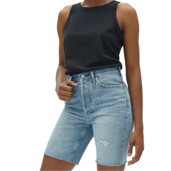 Everlane Pants - EVERLANE The Cheeky Long Short 26 Denim Jean Shorts Bermuda Light Wash